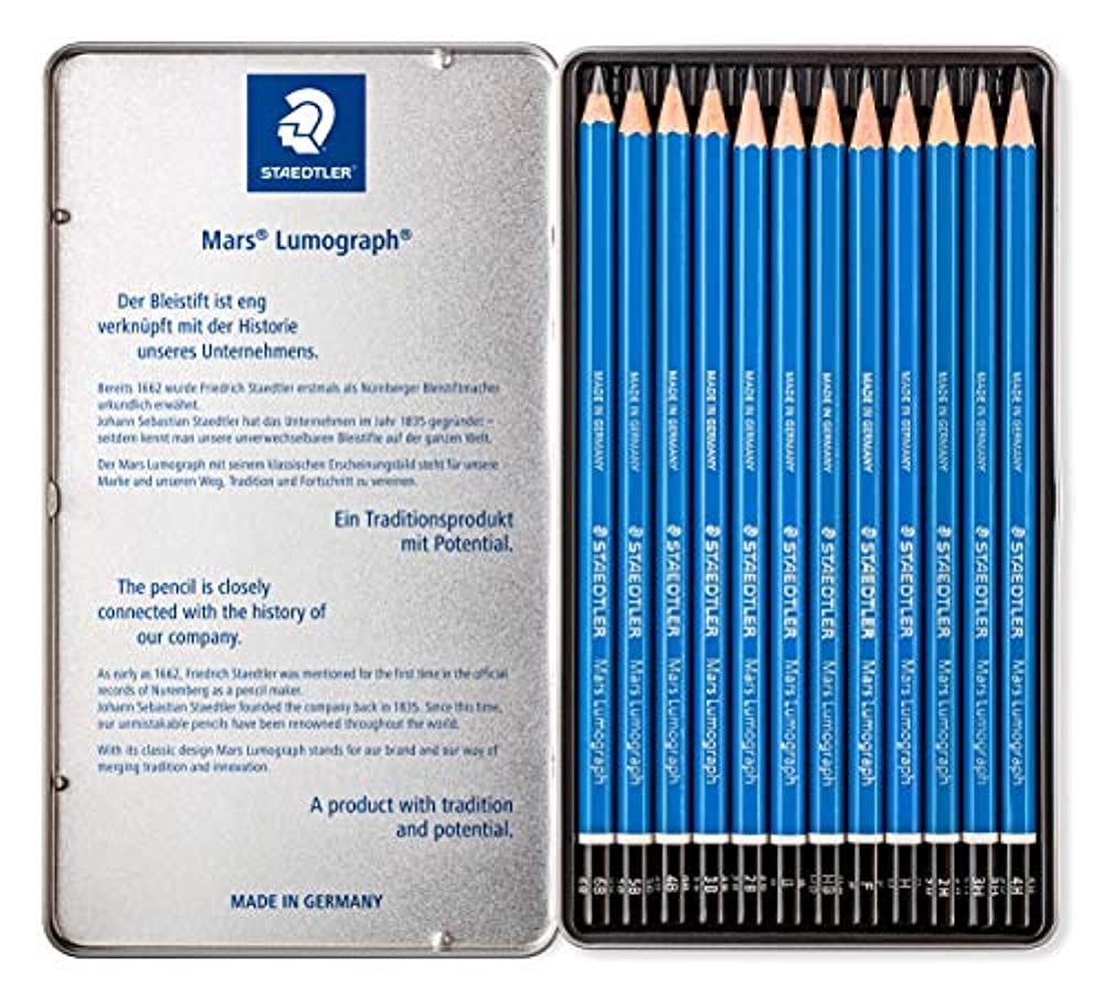 Staedtler Mars Lumograph Art Drawing Pencils, 12 Pack, 100 G12