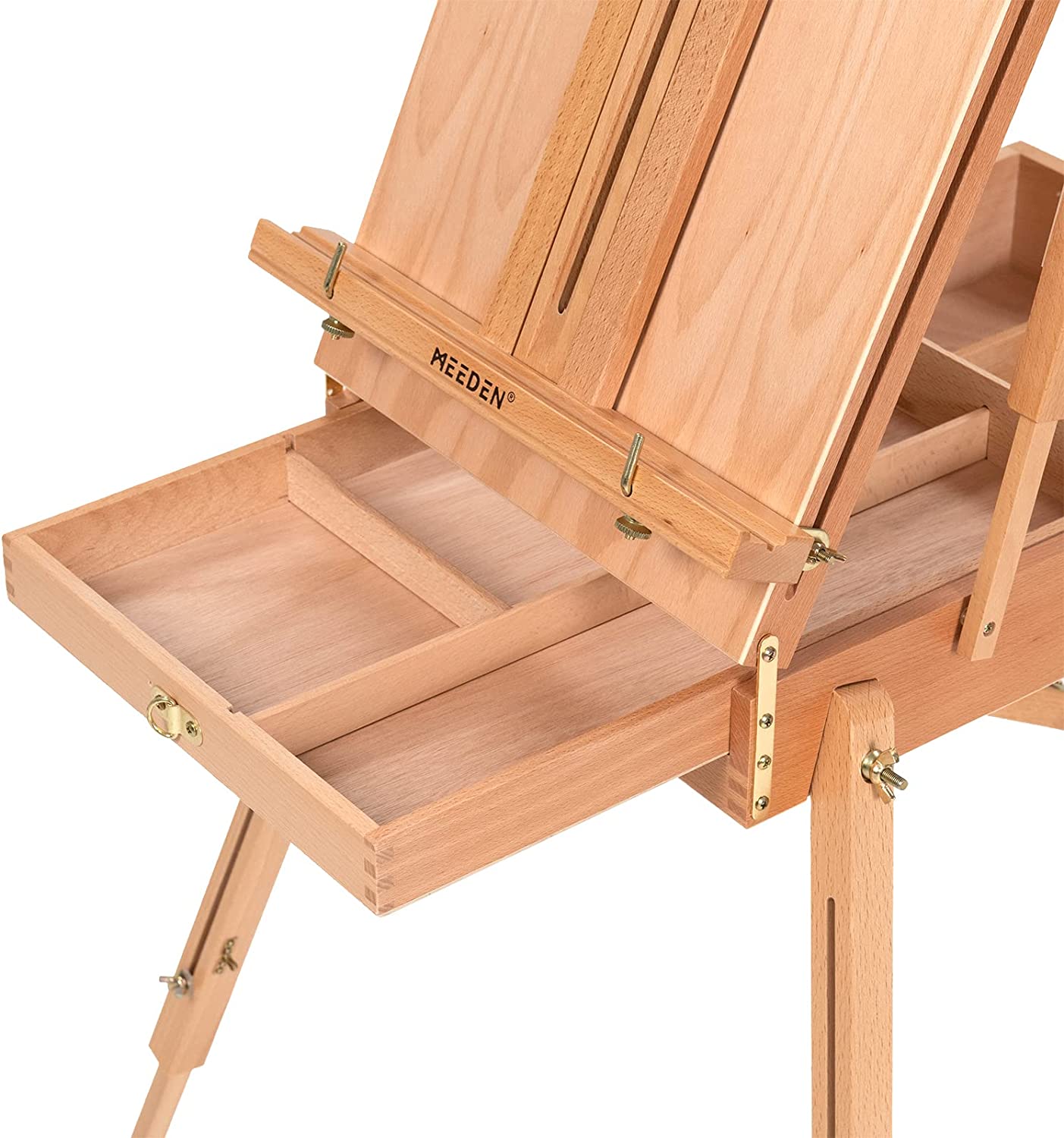 MEEDEN French Tripod Easel, Large Wooden French Style Easel Field and Studio Portable Easel with Sketchbox, Drawer, Beechwood