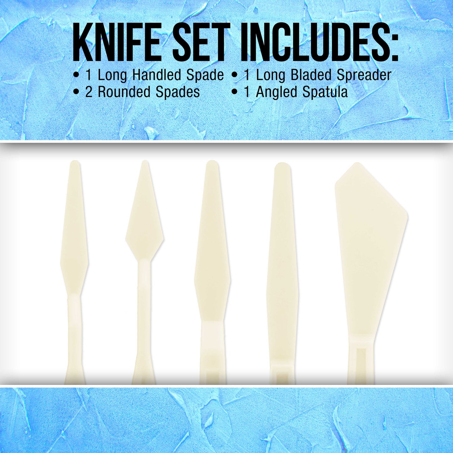 U.S. Art Supply 5-Piece Plastic Artist Spatula Palette Knife Set