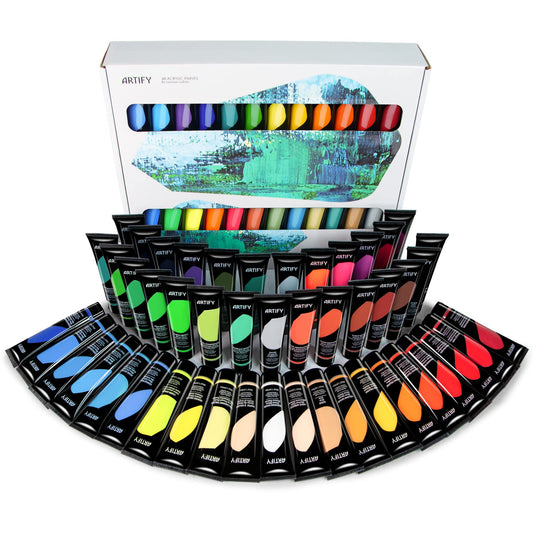 ARTIFY Premium Heavy Body Acrylic Paint Set, 48 Colors (1.29 oz, 38ml) with a Storage Box