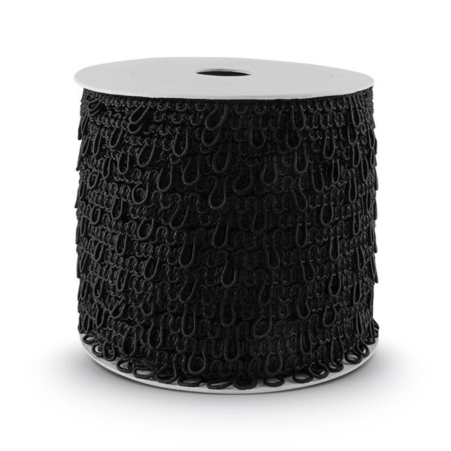 Elastic Button Looping W/1" Spacing - 72 Yds. X 1/2" - Black