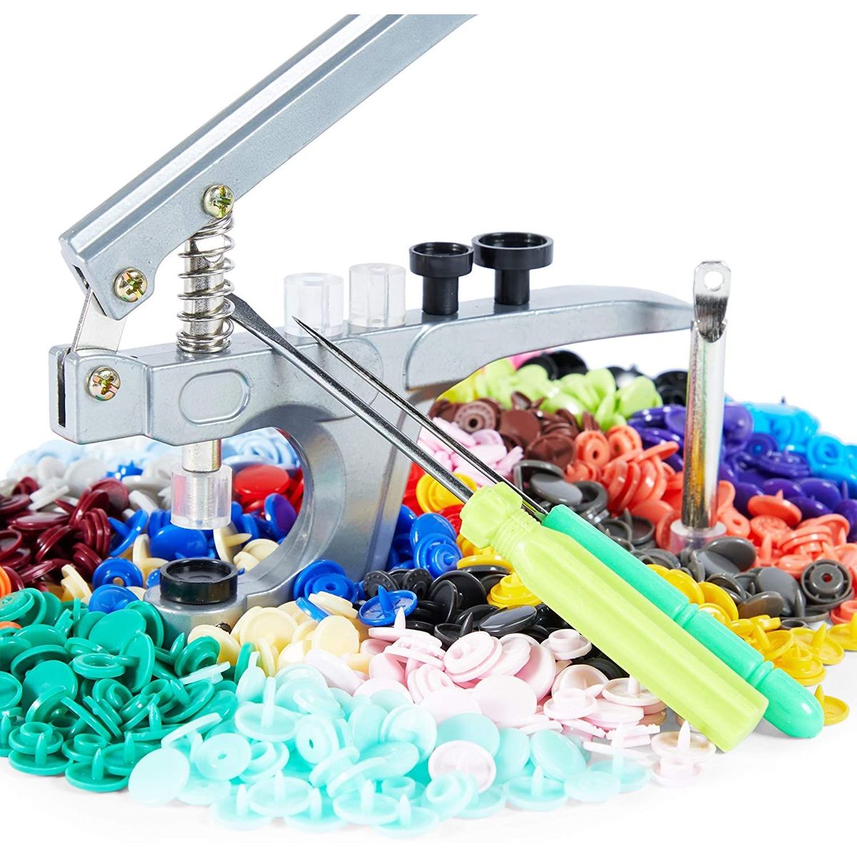392 Pcs Set Snap Buttons Pliers Kit, Plastic Replacement with Tools and Storage Box, Sewing Supplies, 0.5 in, 24 Colors