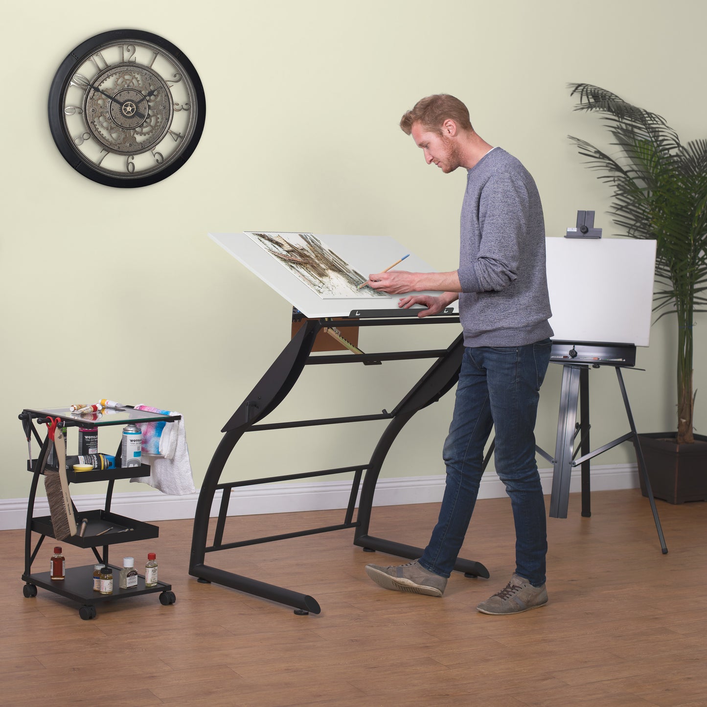 Studio Designs Triflex Modern Adjustable Drafting Table with 35" Wide Angle