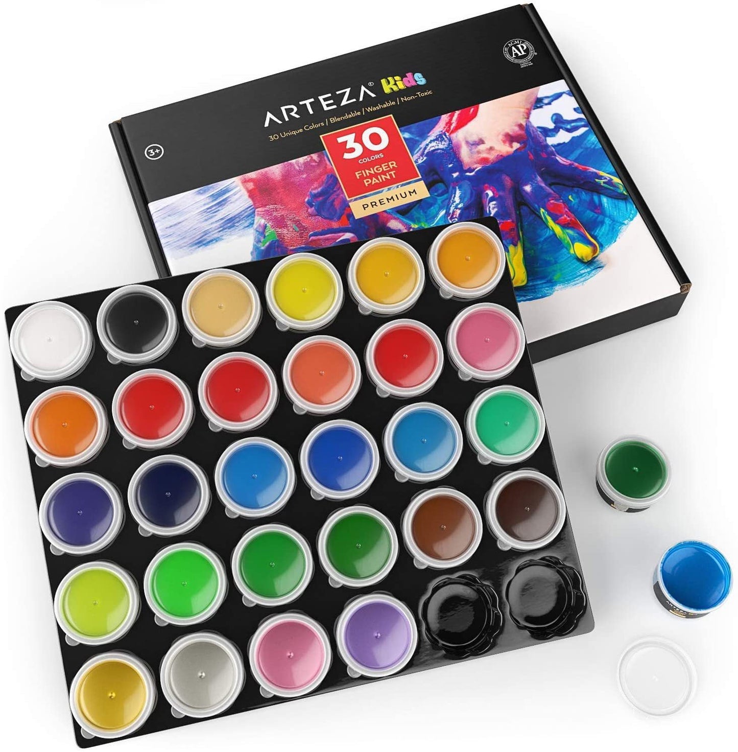 Arteza Kids Finger Paints, Assorted Colors, 30ml - 30 Pack