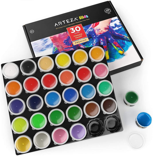 Arteza Kids Finger Paints, Assorted Colors, 30ml - 30 Pack