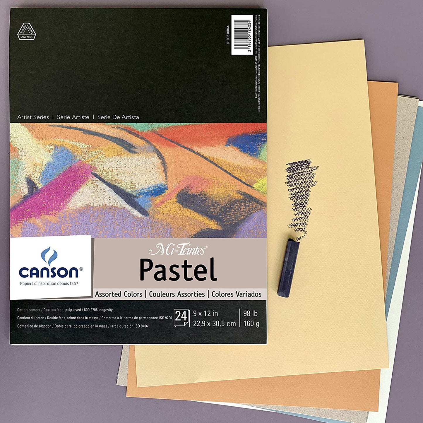 Canson Mi-Teintes Paper Pad, 9" x 12", Assorted Colors