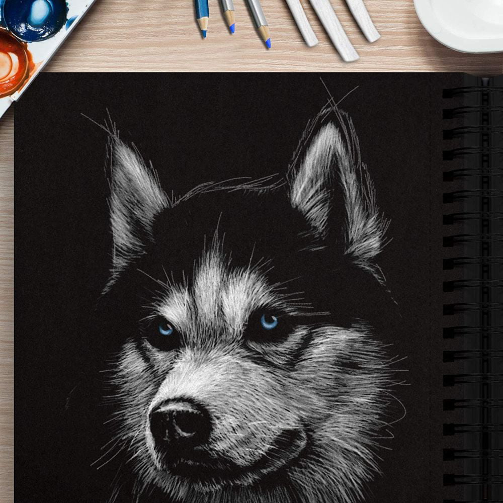 Premium Black Paper Sketchbook - 70 Sheets, 9 x 12 inches (110 lb/180 GSM) Spiral Bound Drawing and Writing Notebook for Gel Pens, Color Pencils, Chalk, Oil Pastels
