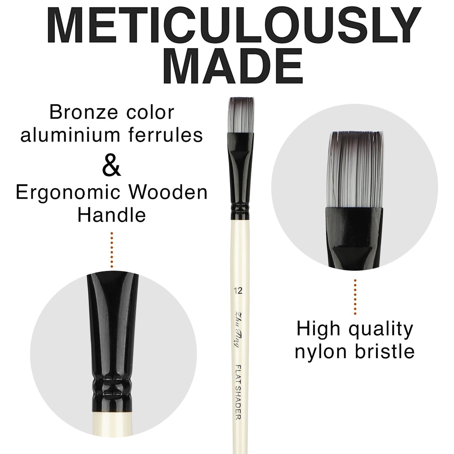 TSV 10 Pcs Paint Brush Set for Watercolor, Acrylic, Oil, Gouache, 10 Different Sizes,Premium Nylon Hairs Large Flat Brush