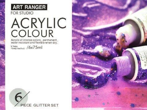 Art Ranger 6 Pack Glitter Acrylic Paint Set - 75ml