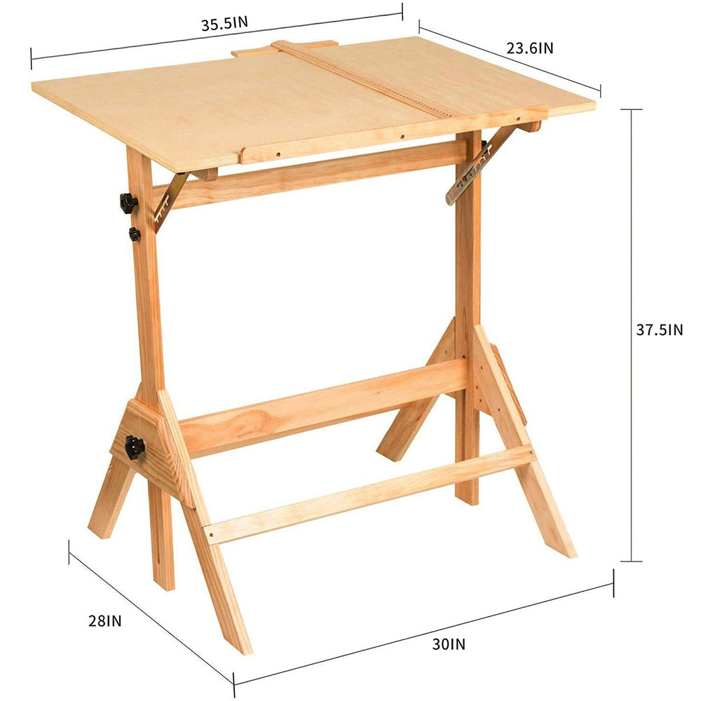 MEEDEN Adjustable Drafting Table Drawing Craft Desk with Tiltable Tabletop