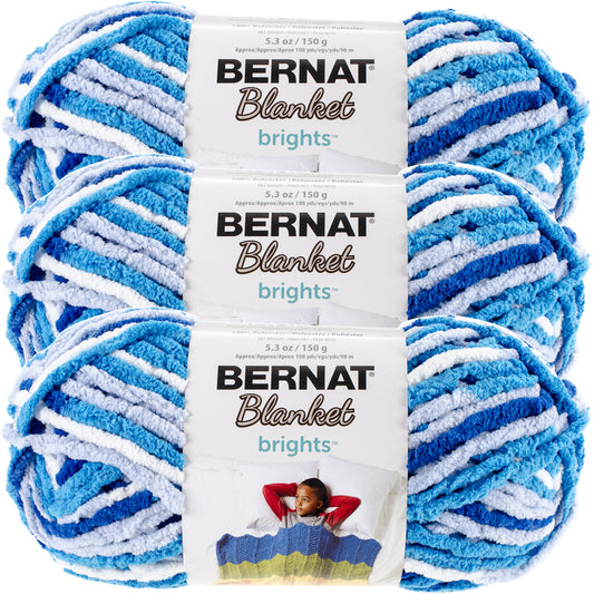 Bernat Blanket Brights Yarn -Waterslide Variegated Multipack Of 3