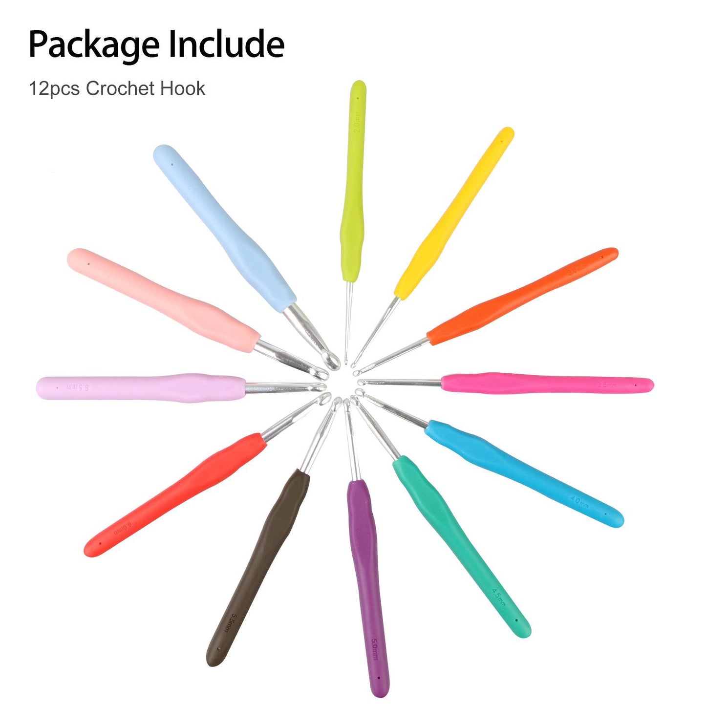 12pcs EEEkit Ergonomic Handle Crochet Hooks Set Soft Needles Crafts Sewing Knitting Hooks Tool for Arthritic Hands (2mm-8mm)