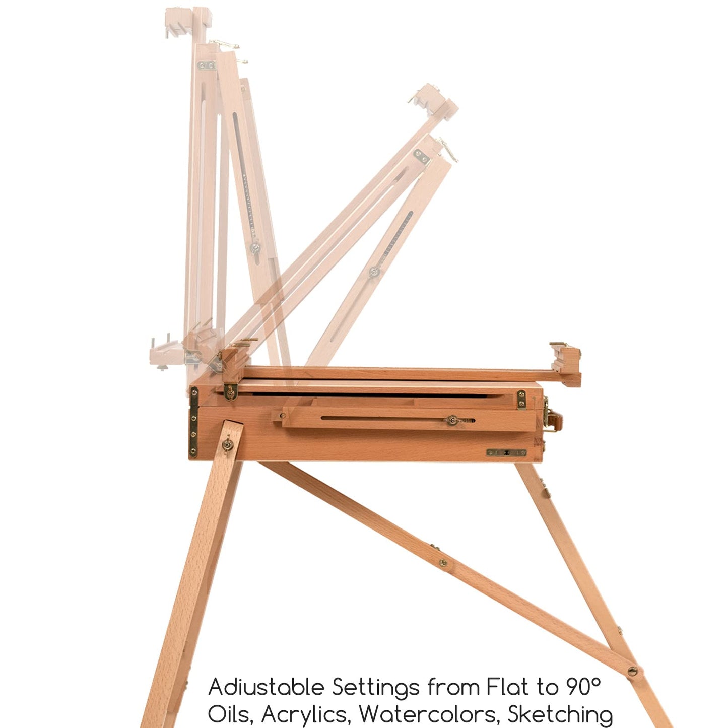 MEEDEN French Tripod Easel, Large Wooden French Style Easel Field and Studio Portable Easel with Sketchbox, Drawer, Beechwood
