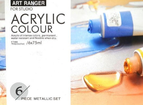 Art Ranger 6 Pack Metallic Acrylic Paint Set - 75ml