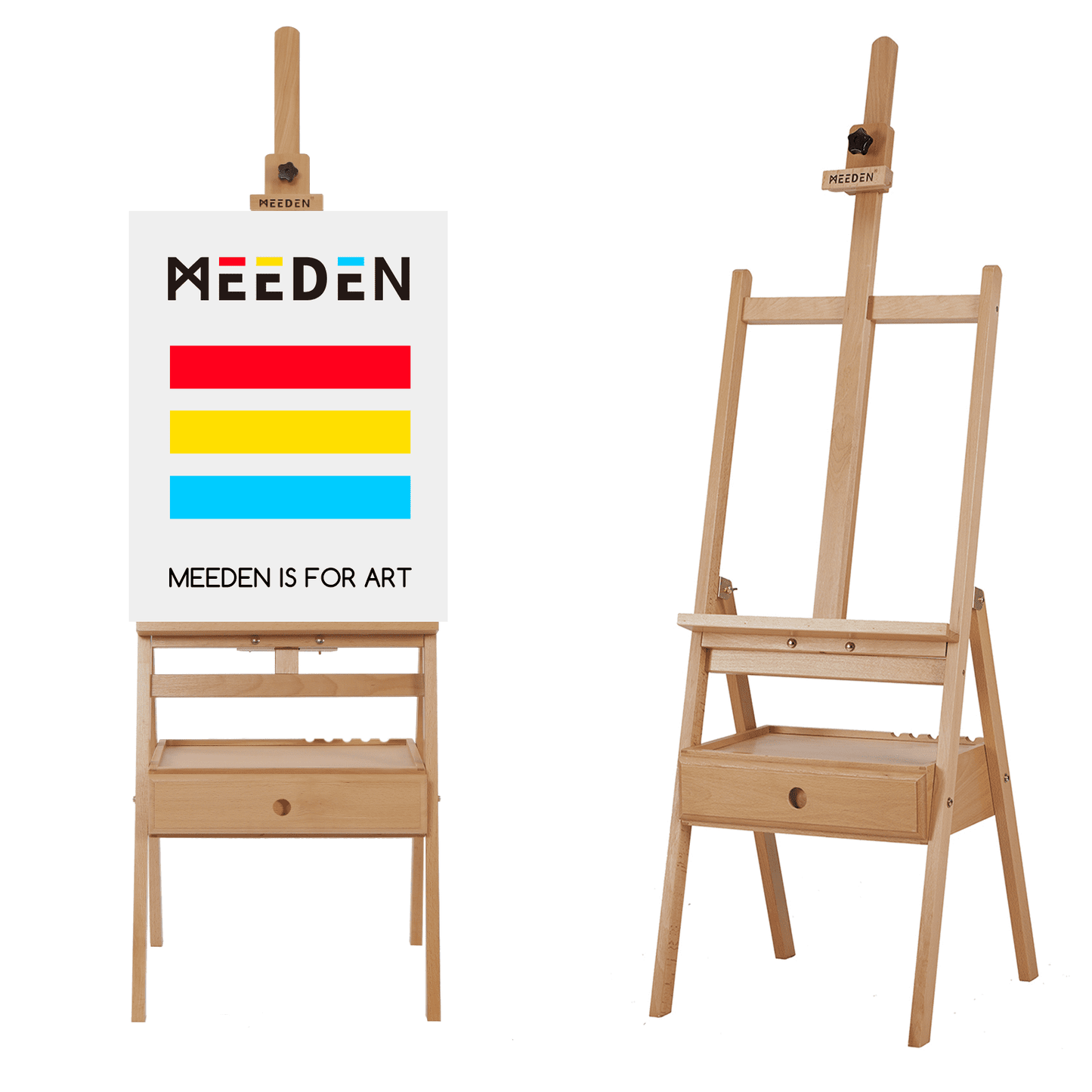 MEEDEN H-Frame Studio Easel with Storage Drawer, Large Wooden Easel Stand for Adults Painting, Artist Wood Easels Height Adjustable, Hold Canvas up to 36"