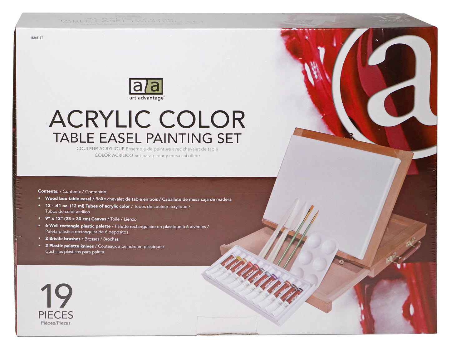 Art Advantage Wood Art Box Easel Acrylic Paint Set