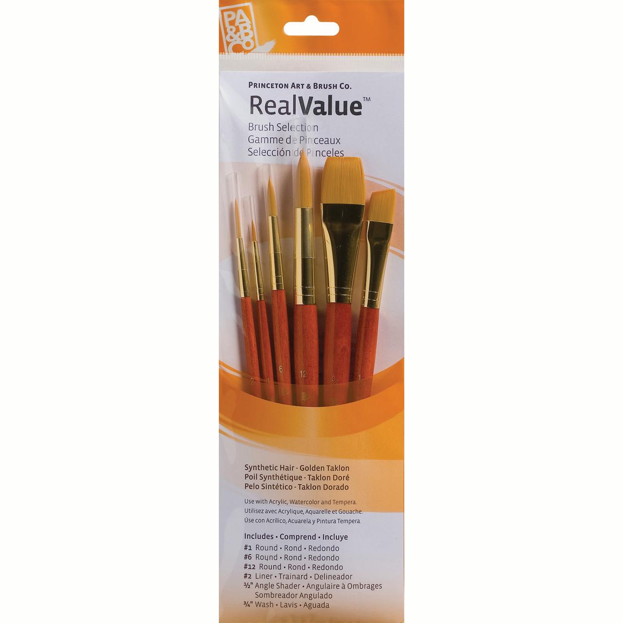 Princeton Brush Real Value 6 Golden Taklon Brush Set