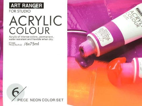 Art Ranger 6 Pack Neon Acrylic Paint Set - 75ml