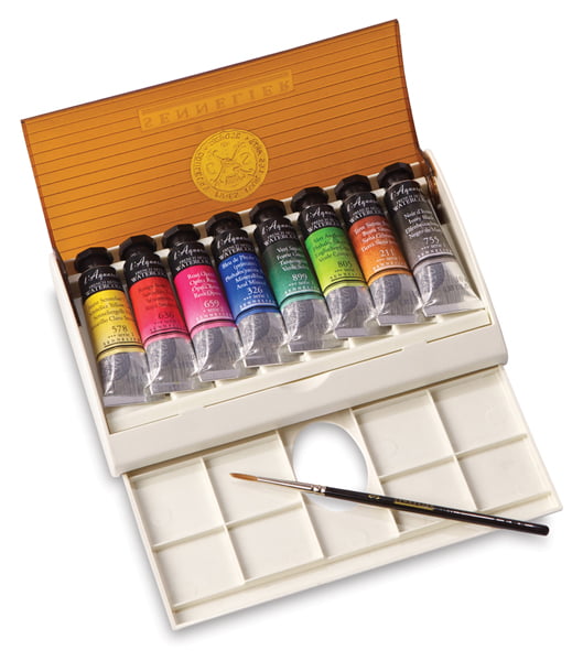 Sennelier French Artists' Watercolor Set - Travel Set, Set of 8 colors, 10 ml tubes