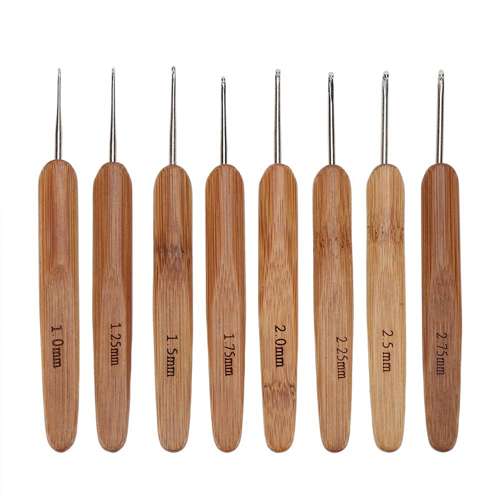 LAFGUR 20Pcs/Lot Crochet Hooks Needles Bamboo Handle Weave Sewing Tools Set Kit, Crochet Hooks Set, Crochet Tools Kit