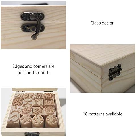 TINTON LIFE 16PCS Wooden Clay Pottery Stamp Pottery Tool Wood Block Stamp