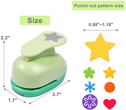 UCEC 6 Pcs Craft Hole Punch, 1-Inch Paper Puncher Handmade Hole Scrapbooking Punches, Different Shape Crafting Designs for Kindergarten Teacher Office Supplies Kids