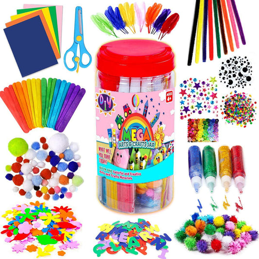Assorted Arts and Crafts Supplies for Kids- D.I.Y. Collage School Crafting Materials Supply Set, Craft Art Material Kit
