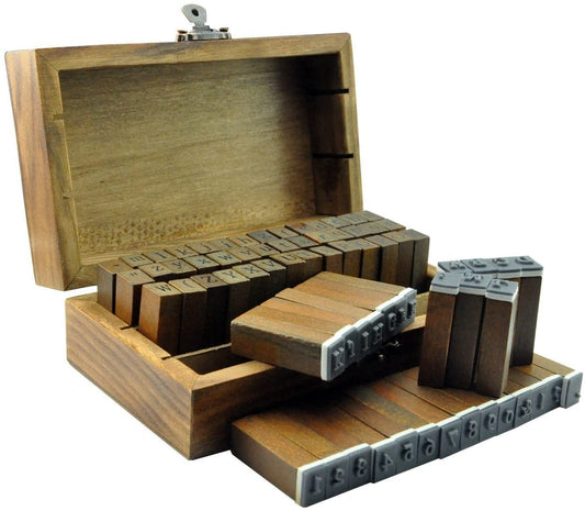 UCEC 70pcs Wooden Alphabet Rubber Stamps