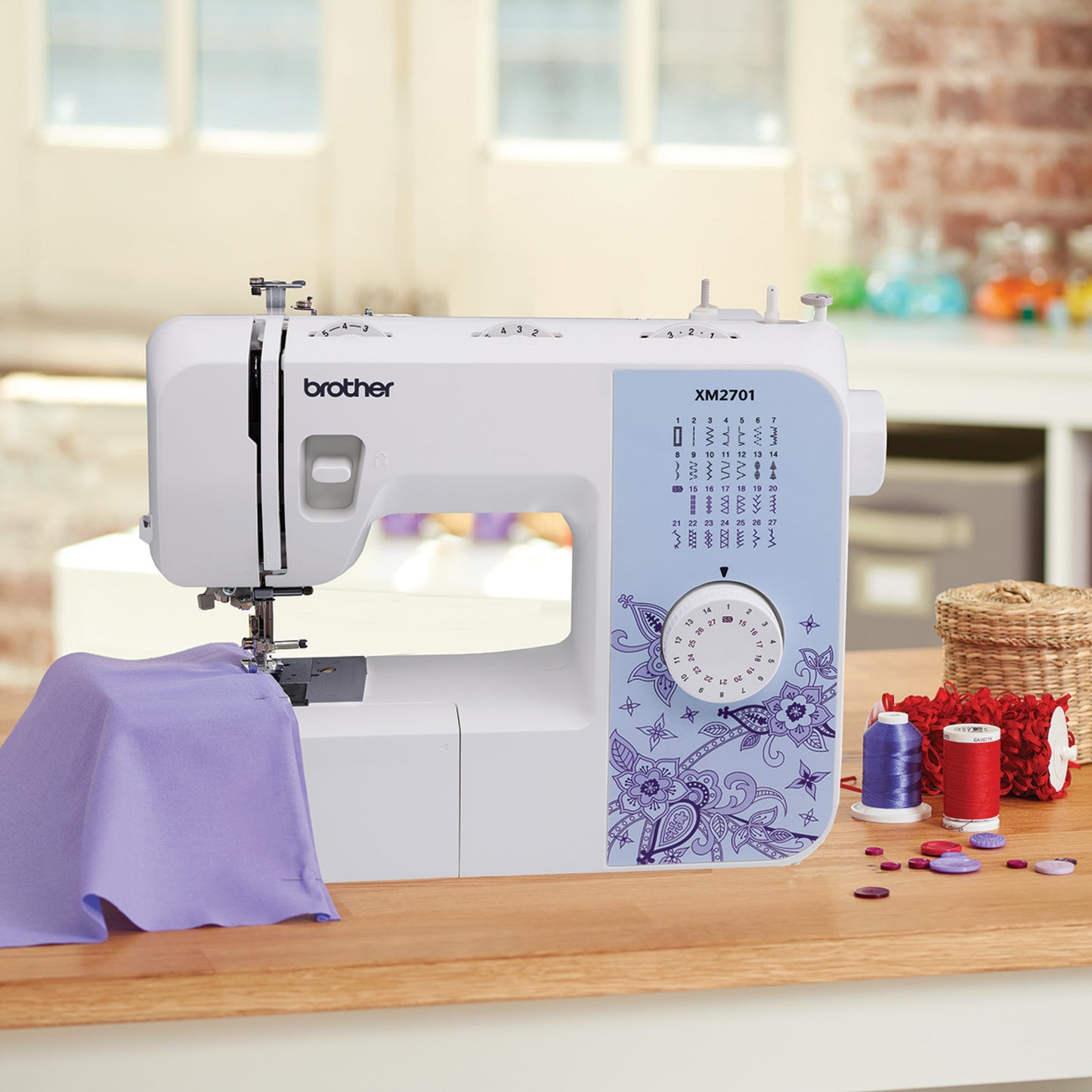 Brother XM2701 Portable, Mechanical, Full-Featured Sewing Machine with 27 Stitches