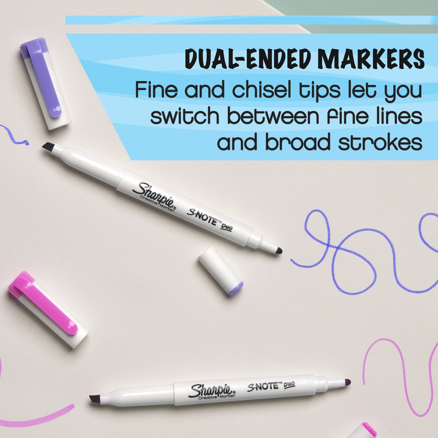 Sharpie S-Note Duo Dual-Ended Creative, Assorted Colors, Fine & Chisel Tips, 16-Ct