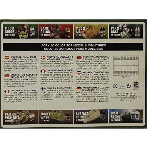 Acrylicos Vallejo 0.57 oz Multi-color Matte Acrylic Art Paint (16 Pack)