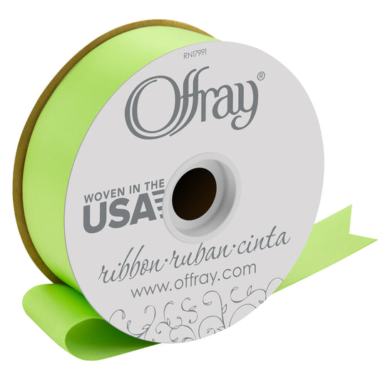 Offray Ribbon, Green 1 1/2 Inch Double Face Satin Ribbon for Crafting, Sewing, Gift Wrapping, Decorating, 50 Yd, 1 Each