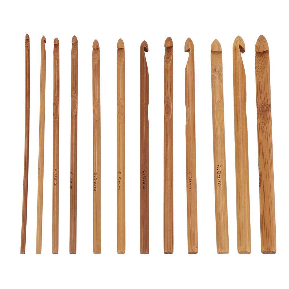 LAFGUR 20Pcs/Lot Crochet Hooks Needles Bamboo Handle Weave Sewing Tools Set Kit, Crochet Hooks Set, Crochet Tools Kit