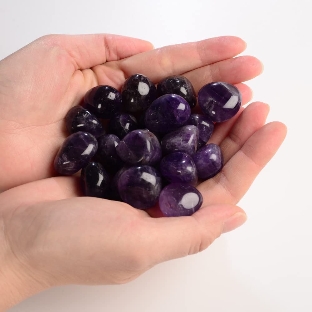 Anjiucc 1/2 lb Amethyst Natural Bulk Stone Crystals - Large 0.5''-1" Natural Tumbled Stones Polished Crystal Kit for Reiki, Healing Crystal