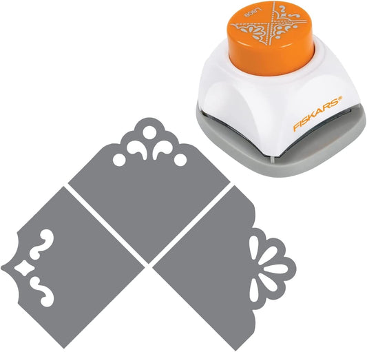 Fiskars 3-in-1 Corner/Border Punch, Lace 117290-1001) Orange