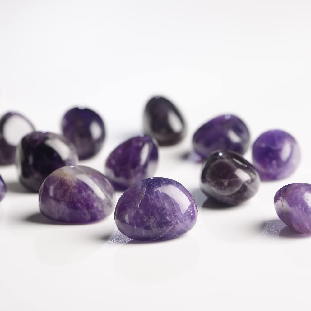 Anjiucc 1/2 lb Amethyst Natural Bulk Stone Crystals - Large 0.5''-1" Natural Tumbled Stones Polished Crystal Kit for Reiki, Healing Crystal