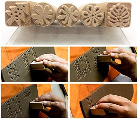 TINTON LIFE 16PCS Wooden Clay Pottery Stamp Pottery Tool Wood Block Stamp