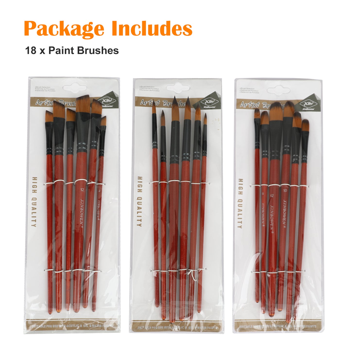 TSV Paint Brushes Set, 18/10 Pcs Acrylic Nylon Hair Art Brushes,  Professional Artist Paint Brushes for Oil Watercolor Painting, Face Body Model Paint, Nail Art, Miniature Detailing, Rock Painting