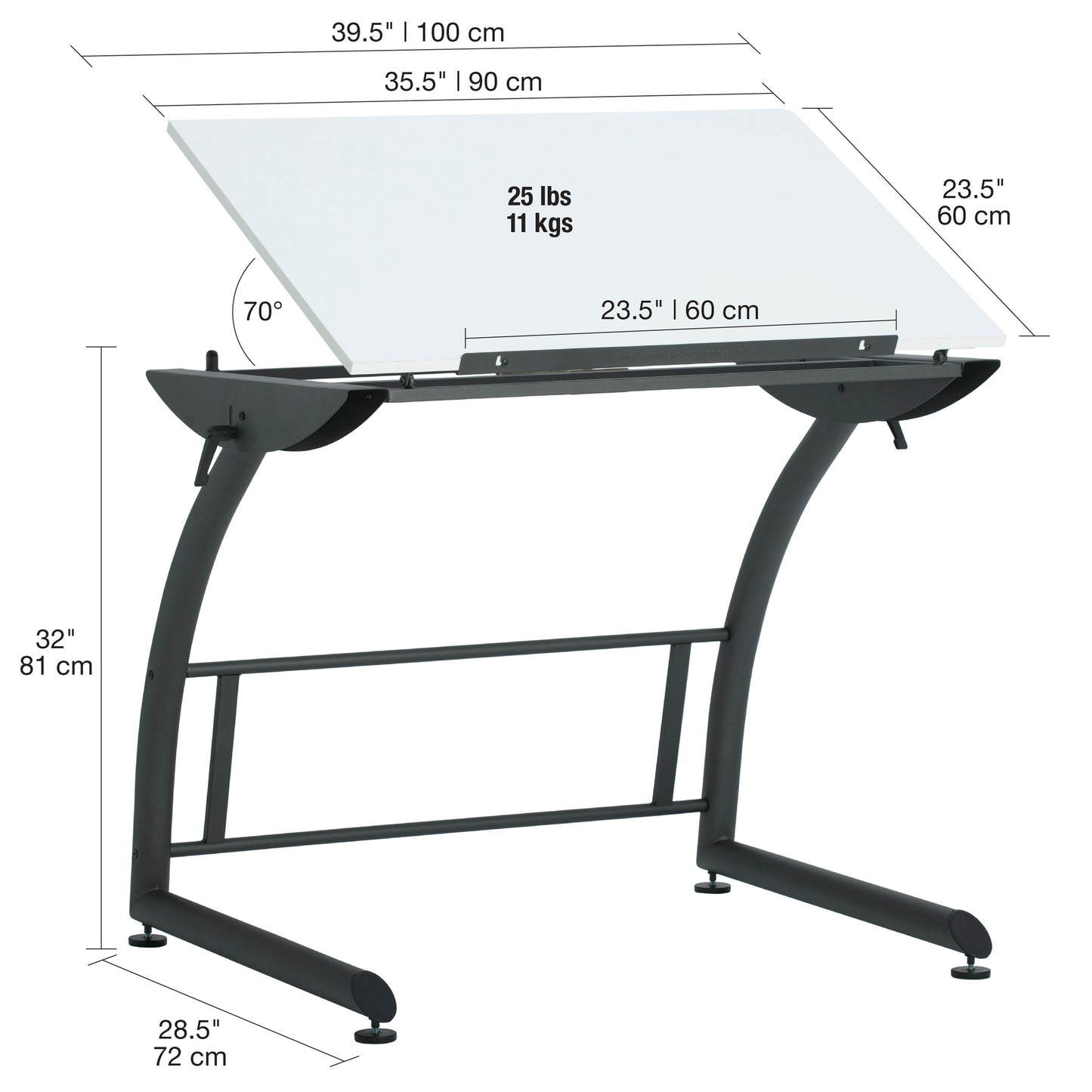 Studio Designs Triflex Modern Adjustable Drafting Table with 35" Wide Angle