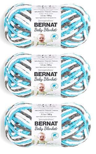 Bernat Baby Blanket Yarn, 3.5 Oz, Gauge 6 Super Bulky, Sail Away 3-Pack