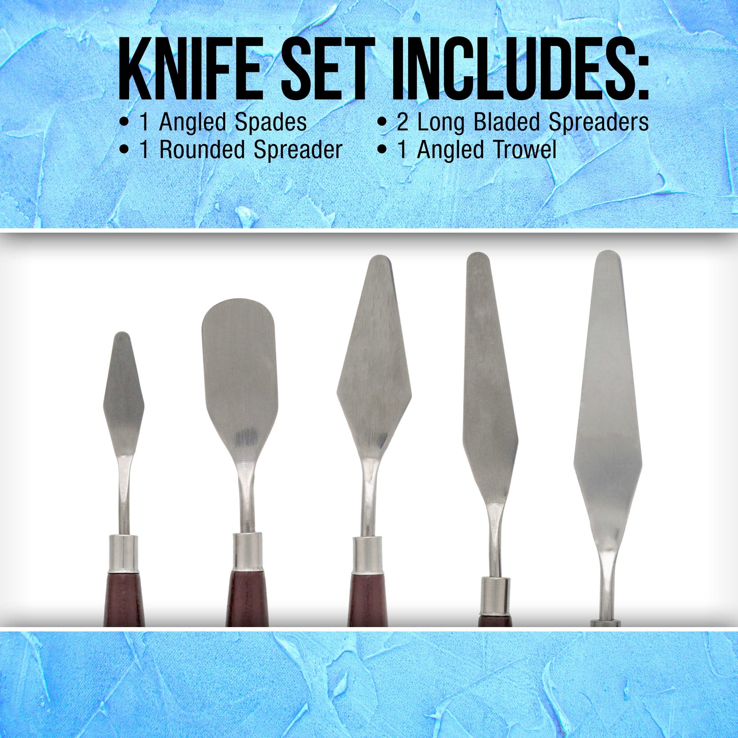 U.S. Art Supply 5-Piece Stainless Steel Palette Knife Set