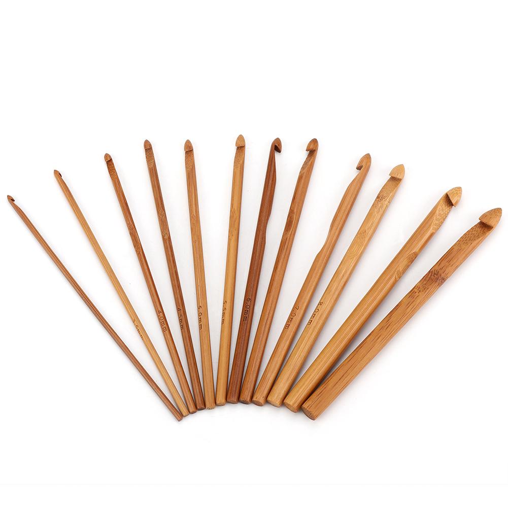 LAFGUR 20Pcs/Lot Crochet Hooks Needles Bamboo Handle Weave Sewing Tools Set Kit, Crochet Hooks Set, Crochet Tools Kit