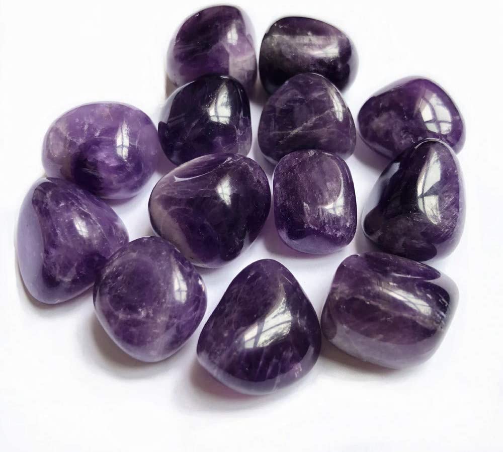 Anjiucc 1/2 lb Amethyst Natural Bulk Stone Crystals - Large 0.5''-1" Natural Tumbled Stones Polished Crystal Kit for Reiki, Healing Crystal