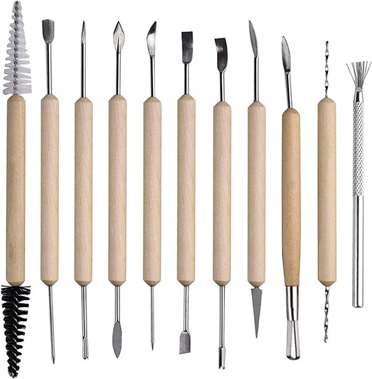 11Pcs Pottery Clay Sculpting Tools Polymer Clay Tools ,Double-Ended, Polymer Ceramic Embossing