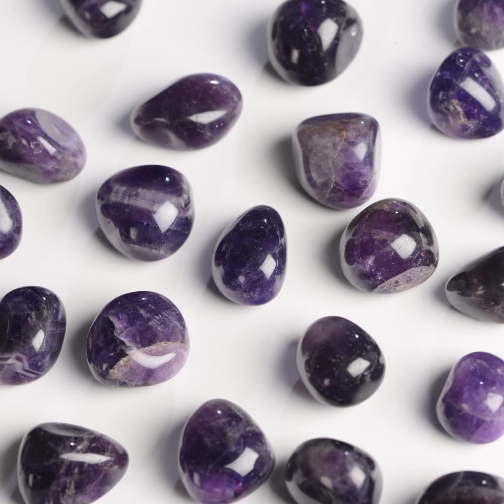 Anjiucc 1/2 lb Amethyst Natural Bulk Stone Crystals - Large 0.5''-1" Natural Tumbled Stones Polished Crystal Kit for Reiki, Healing Crystal