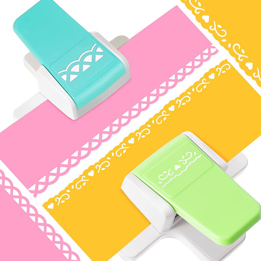 2 Pcs Paper Punch Border Craft Fancy Punches Flower Embossing Punch for Card Making Handmade Cutter DIY Gift Card Puncher for Scrapbooking Die Cut Wedding Cards Crafting(Sweet Style)