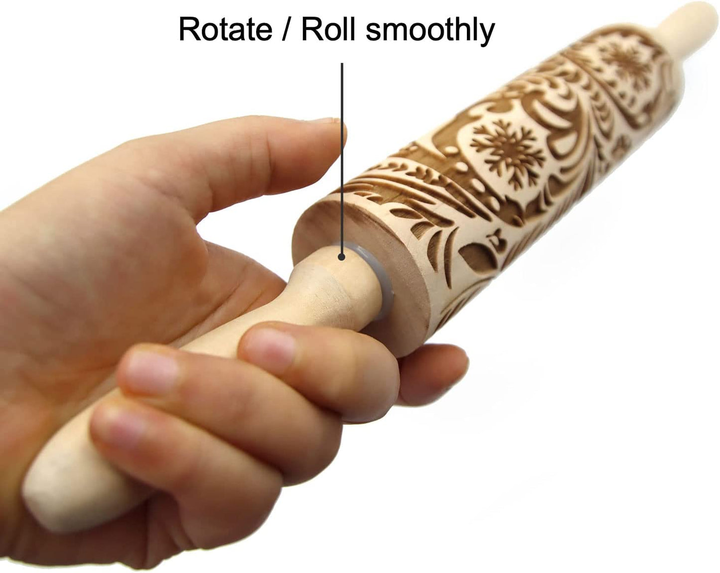 ARTEZA embossed / Patterned rolling pin,Engraved rolling pin, 3D Rolling Pin(Wisteria 1)