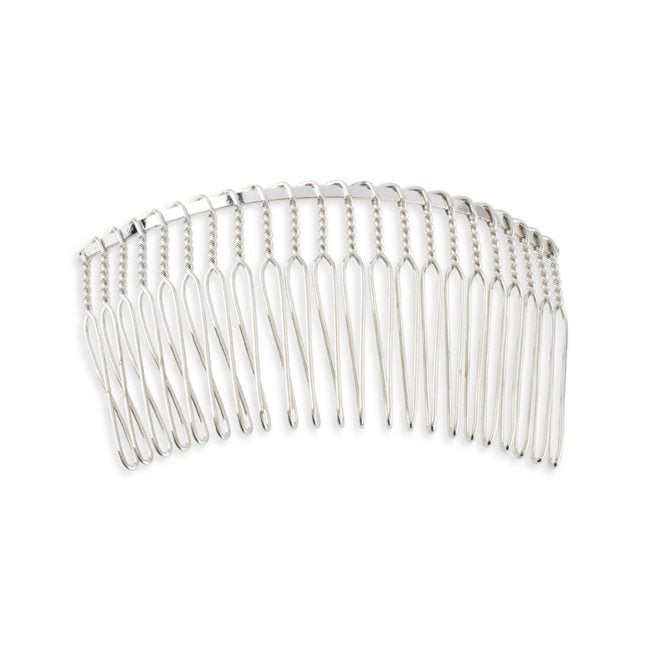 3 1/2" Metal Veil Combs - 12/Pack - Silver