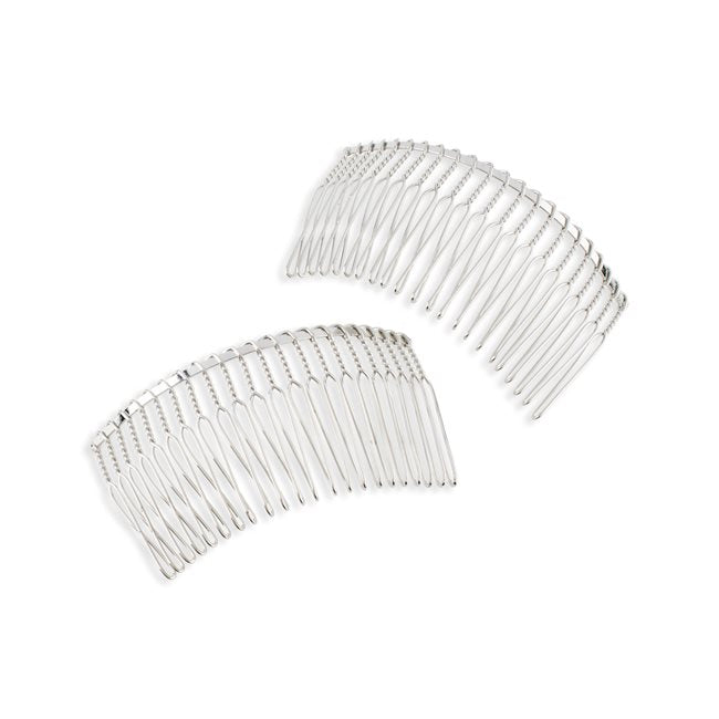 3 1/2" Metal Veil Combs - 12/Pack - Silver