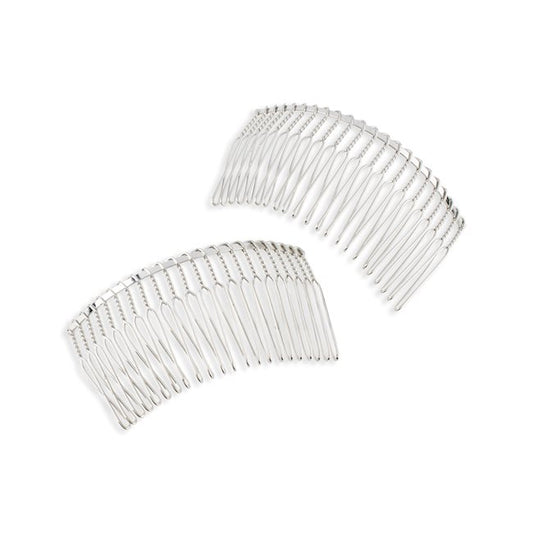 3 1/2" Metal Veil Combs - 12/Pack - Silver